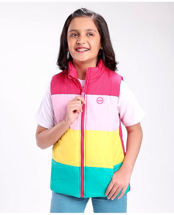 Pine Kids Color Block Puffed Sleeveless Padded Jacket - Multicolour