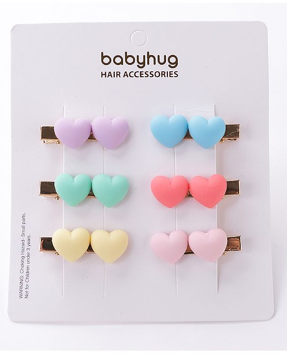 Babyhug Hair Pins and Clips Pack of 6 - Multicolor