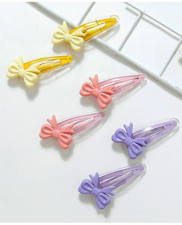 Babyhug Free Size Snap Clips Pack of 6 - Pink Purple Yellow