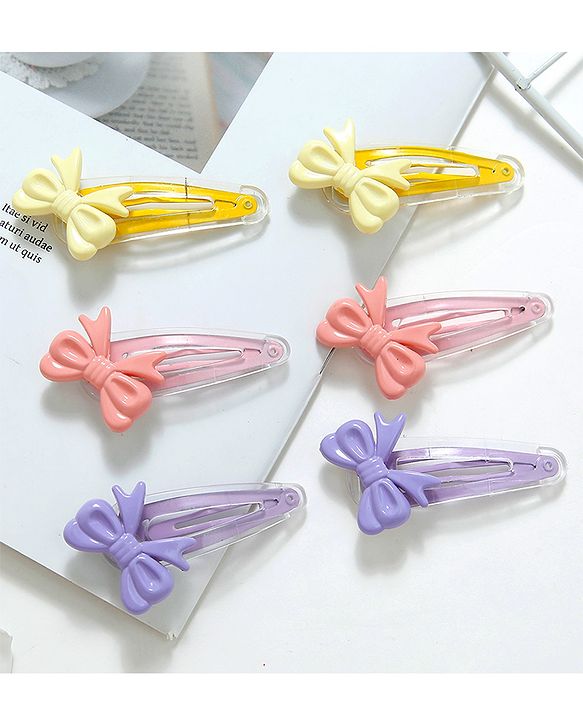 Babyhug Free Size Snap Clips Pack of 6 - Pink Purple Yellow