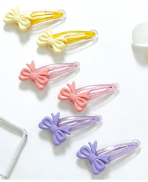 Babyhug Free Size Snap Clips Pack of 6 - Pink Purple Yellow