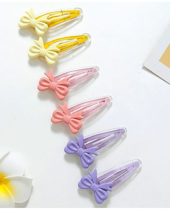 Babyhug Free Size Snap Clips Pack of 6 - Pink Purple Yellow