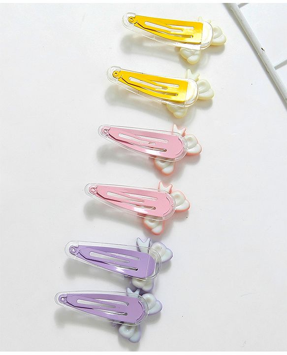 Babyhug Free Size Snap Clips Pack of 6 - Pink Purple Yellow