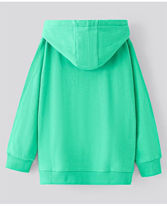 Pine Kids Full Sleeves Biowashed Hooded Sweatshirt Text - Mint