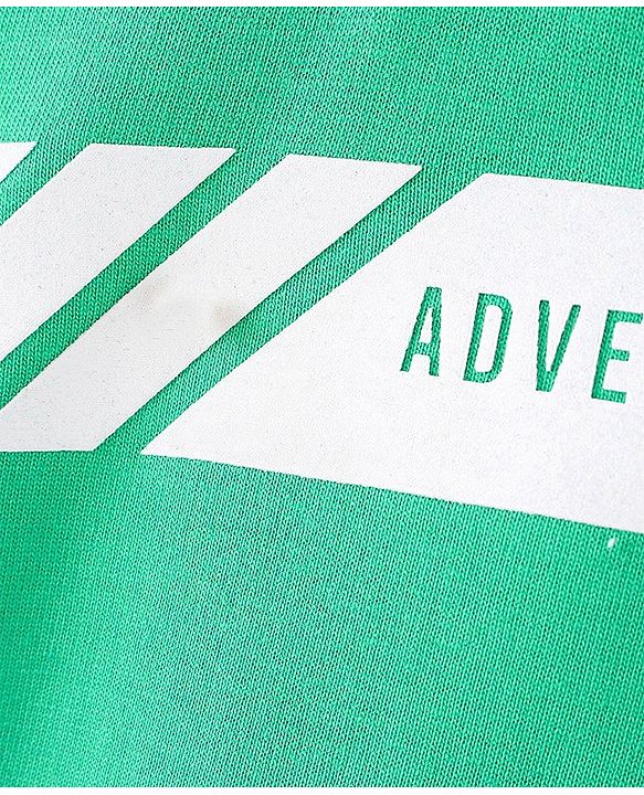 Pine Kids Full Sleeves Biowashed Hooded Sweatshirt Text - Mint