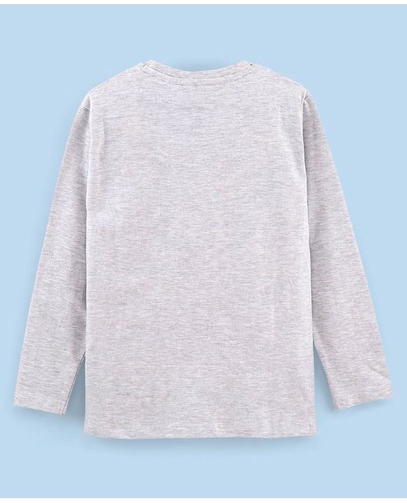Pine Kids Full Sleeves Biowashed T-Shirt Chameleon & Text Print - Grey