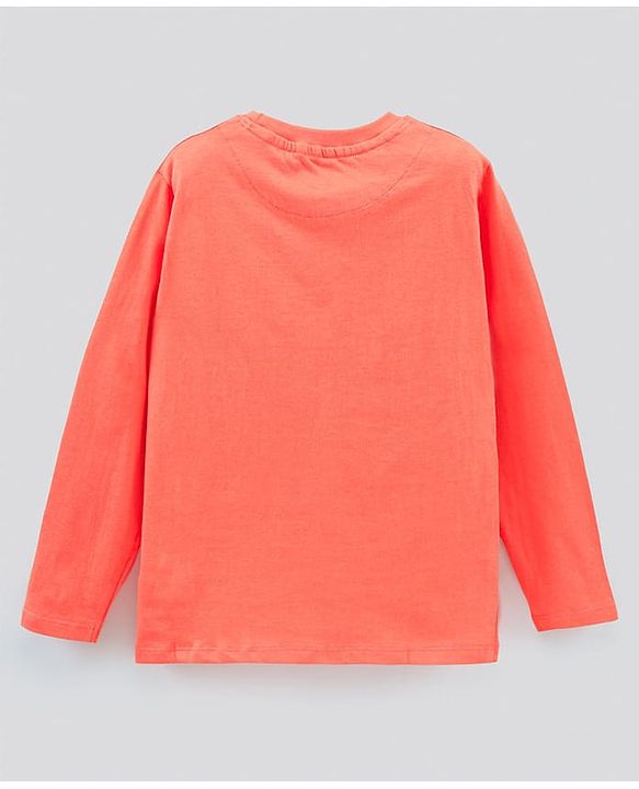 Pine Kids Full Sleeves Biowashed Tee Skateboard Print - Peach