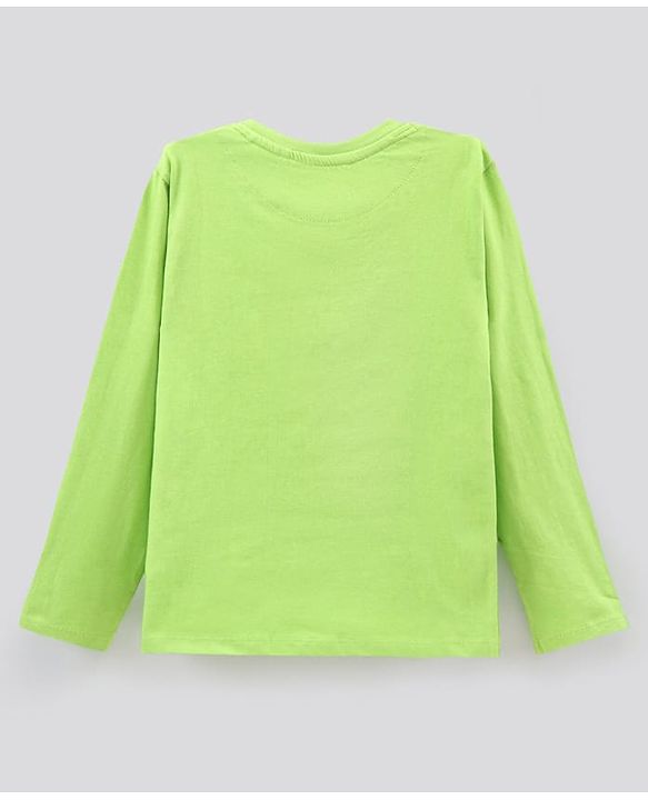 Pine Kids Full Sleeves Biowashed Tee Hippo Print - Light Green