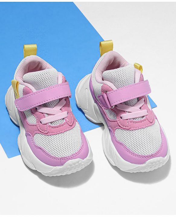 Cute Walk by Babyhug Velcro Closure Sneakers- Pink White
