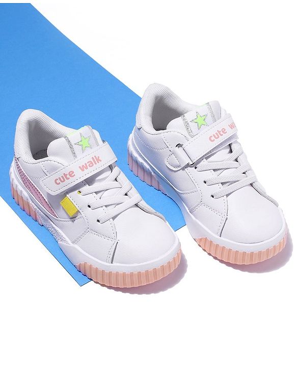 Cute Walk by Babyhug Sport Shoes With Velcro Closure - White