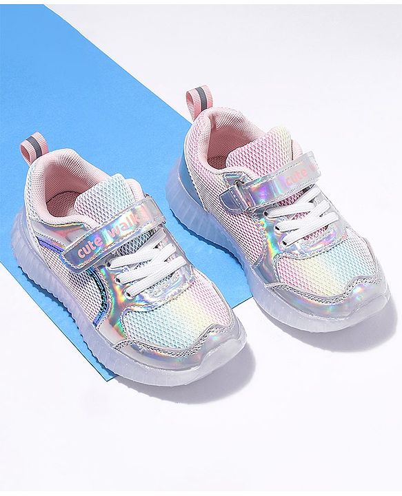 Cute Walk by Babyhug Sport Shoes With Velcro Closure - Silver