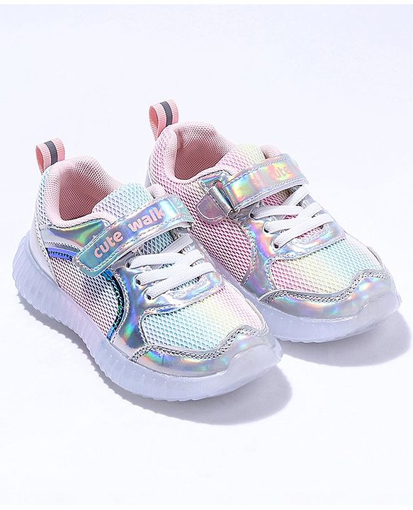 Cute Walk by Babyhug Sport Shoes With Velcro Closure - Silver