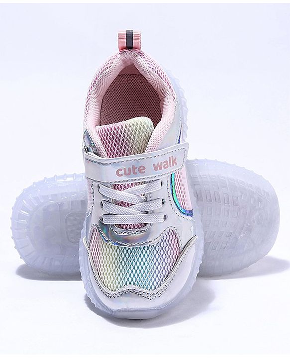 Cute Walk by Babyhug Sport Shoes With Velcro Closure - Silver