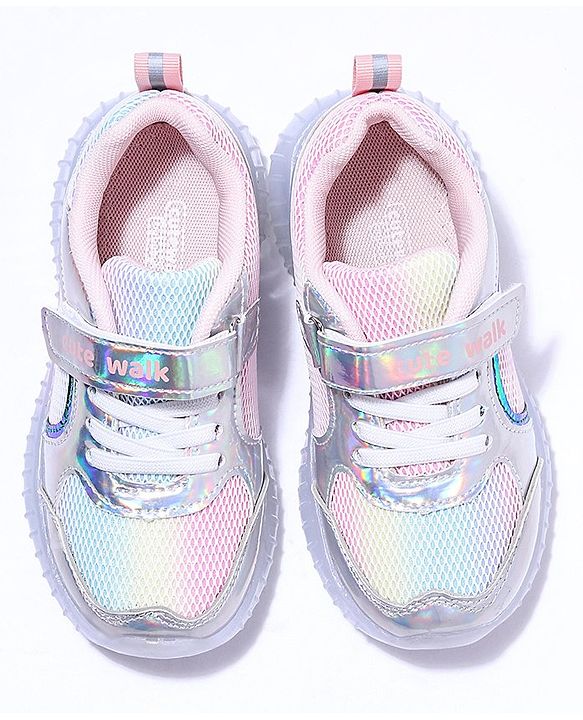 Cute Walk by Babyhug Sport Shoes With Velcro Closure - Silver