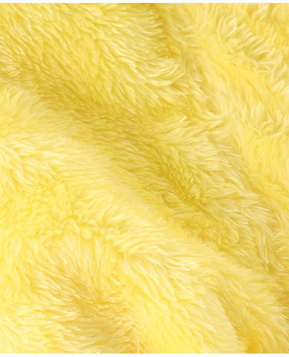 Babyhug Velour Cotton Knit Full Sleeves Hooded Bath Robe With Ear Flaps- Yellow