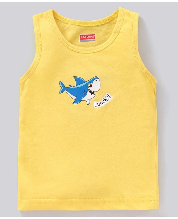 Babyhug 100% Cotton Sleeveless Sando Vests Stripes & Shark Print Pack of 3- Multicolor