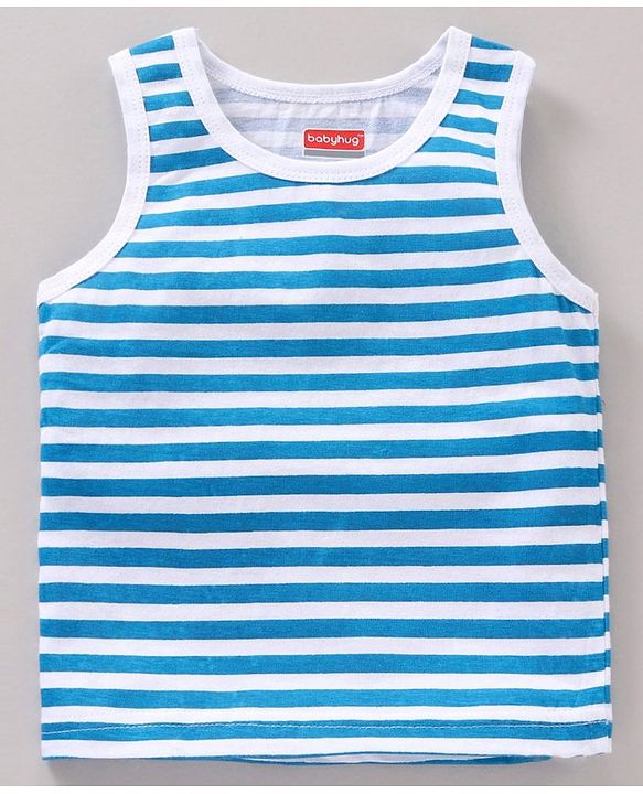 Babyhug 100% Cotton Sleeveless Sando Vests Stripes & Shark Print Pack of 3- Multicolor
