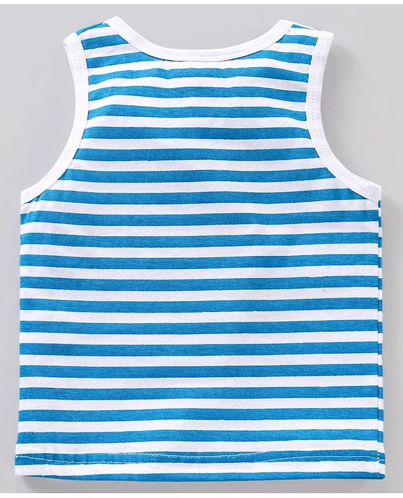 Babyhug 100% Cotton Sleeveless Sando Vests Stripes & Shark Print Pack of 3- Multicolor