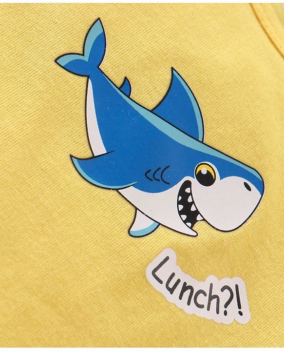 Babyhug 100% Cotton Sleeveless Sando Vests Stripes & Shark Print Pack of 3- Multicolor