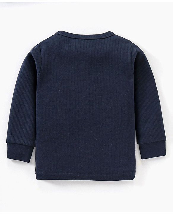 Babyhug Cotton Full Sleeves Solid Coloured Thermal Vest - Navy Blue
