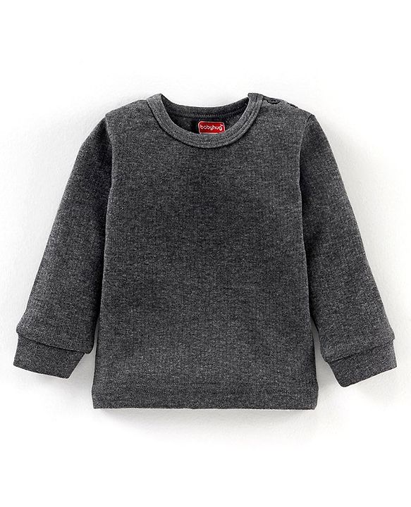 Babyhug Full Sleeves Thermal Vest Solid - Dark Grey
