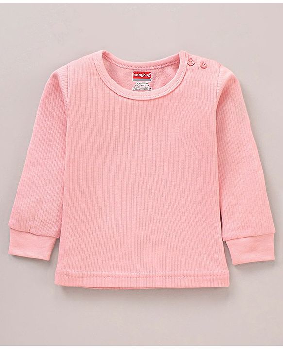 Babyhug Full Sleeves Solid Color Thermal Vest - Pink
