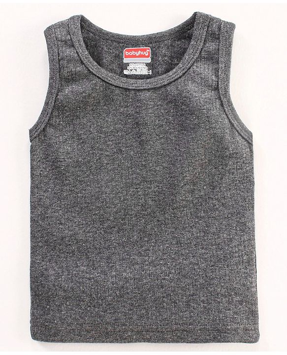 Babyhug Sleeveless Solid Color Thermal Vest - Dark Grey