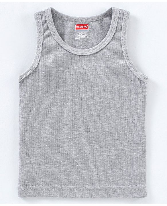 Babyhug Sleeveless Thermal Vest - Light Grey