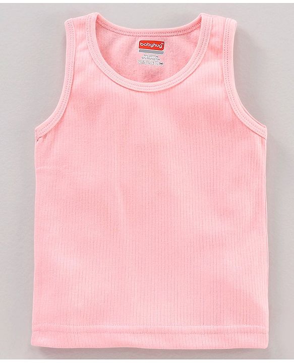 Babyhug Sleeveless Thermal Vests Solid Colour- Pink