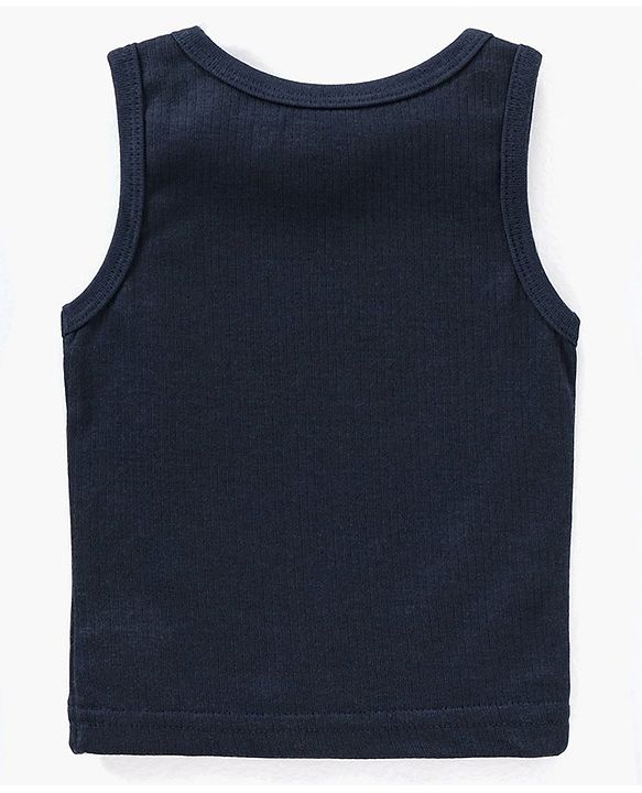 Babyhug Cotton Sleeveless Thermal Solid Sando Vest - Navy