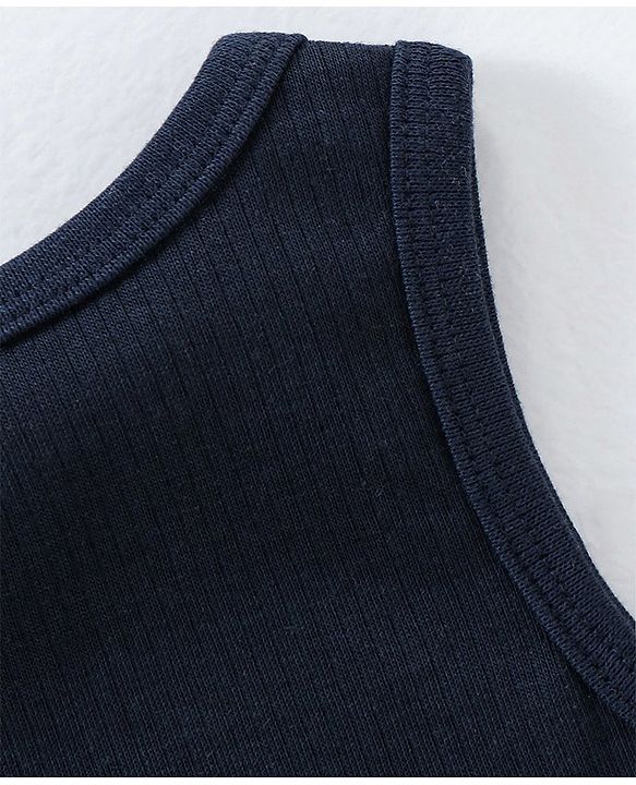 Babyhug Cotton Sleeveless Thermal Solid Sando Vest - Navy