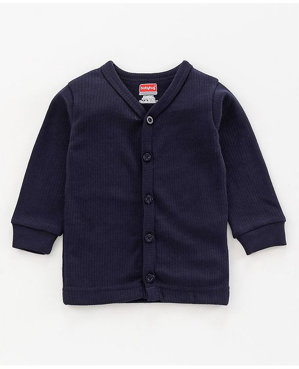 Babyhug Full Sleeves Thermal Vest & Bottom Set Solid - Navy