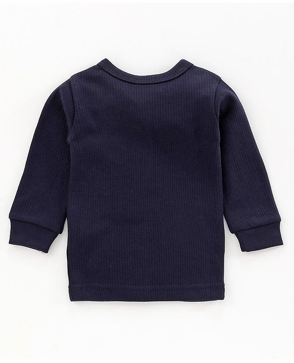 Babyhug Full Sleeves Thermal Vest & Bottom Set Solid - Navy