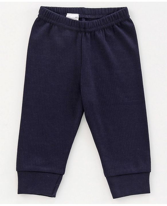 Babyhug Full Sleeves Thermal Vest & Bottom Set Solid - Navy