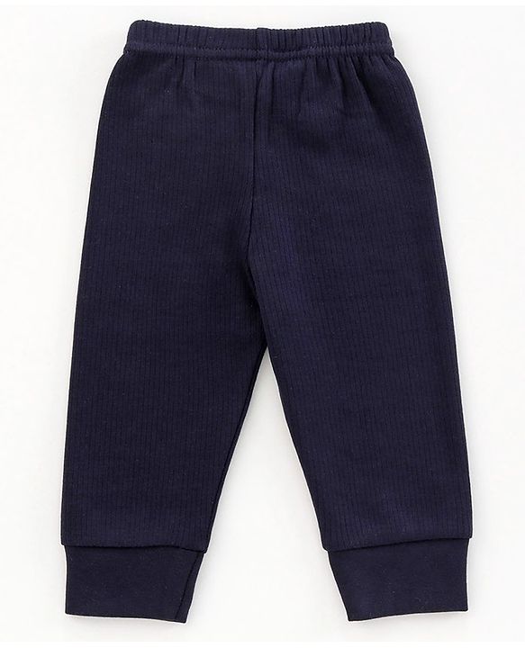 Babyhug Full Sleeves Thermal Vest & Bottom Set Solid - Navy
