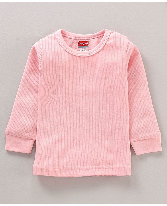 Babyhug Cotton Blend Full Sleeves Thermal Vest Solid Pack of 2 - Pink