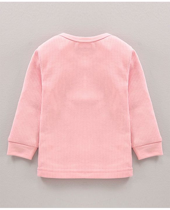 Babyhug Cotton Blend Full Sleeves Thermal Vest Solid Pack of 2 - Pink