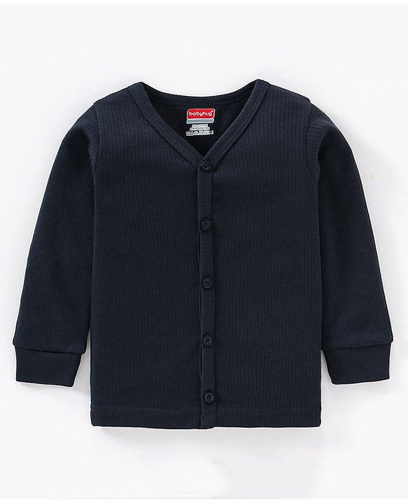Babyhug Cotton Full Sleeves Solid Thermal Vests Combo Pack of 2 - Navy