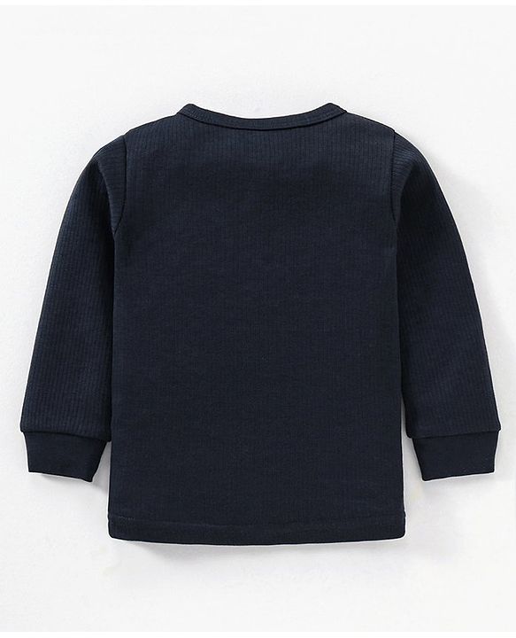 Babyhug Cotton Full Sleeves Solid Thermal Vests Combo Pack of 2 - Navy