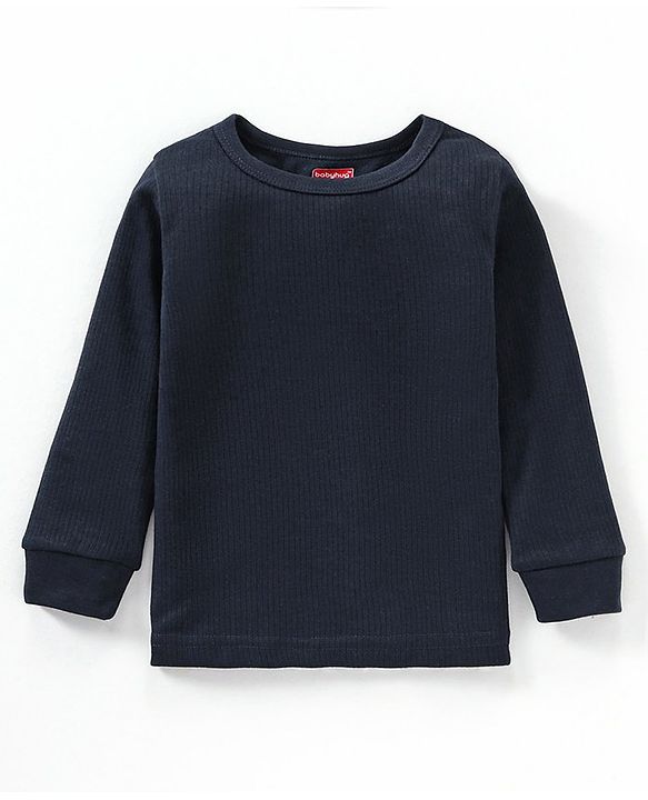 Babyhug Cotton Full Sleeves Solid Thermal Vests Combo Pack of 2 - Navy