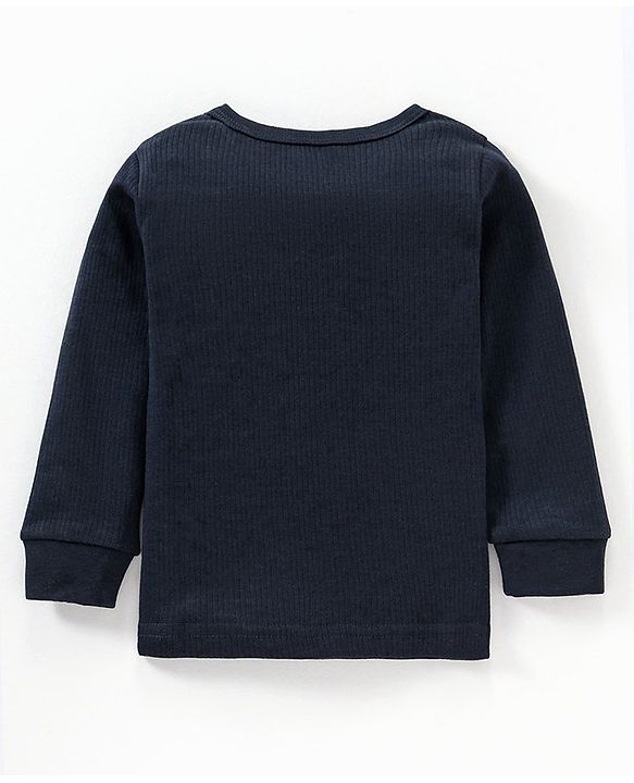 Babyhug Cotton Full Sleeves Solid Thermal Vests Combo Pack of 2 - Navy
