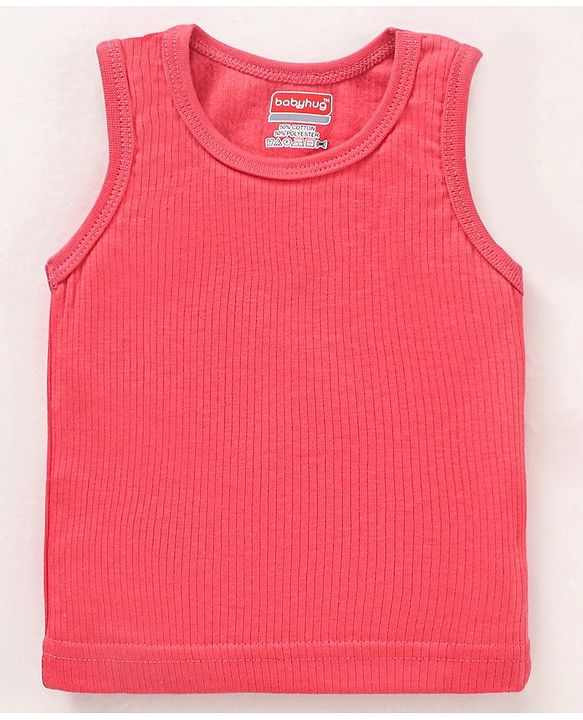 Babyhug Sleeveless Thermal Vest Solid Colour- Coral