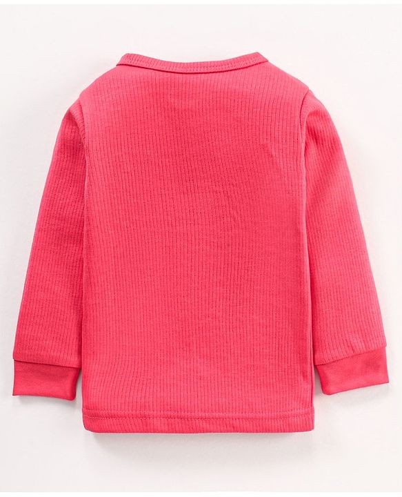 Babyhug Full Sleeves Front Open and Pullover Solid Color Thermal Wear Pack Of 2 - Pink