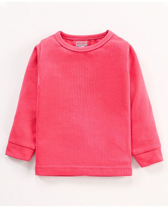 Babyhug Full Sleeves Front Open and Pullover Solid Color Thermal Wear Pack Of 2 - Pink