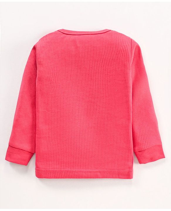 Babyhug Full Sleeves Front Open and Pullover Solid Color Thermal Wear Pack Of 2 - Pink
