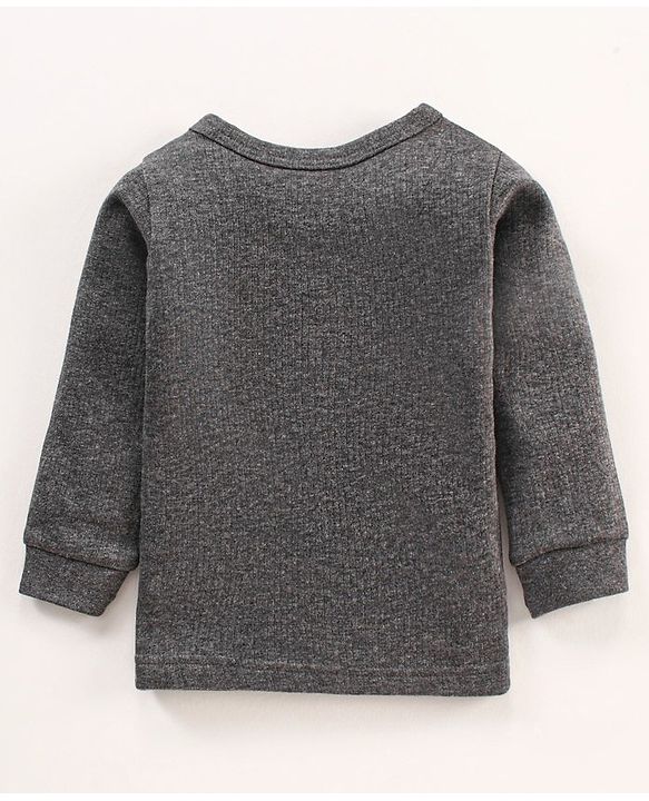 Babyhug Full Sleeves Front Open and Pullover Solid Color Thermal Vests Pack Of 2 - Dark Grey