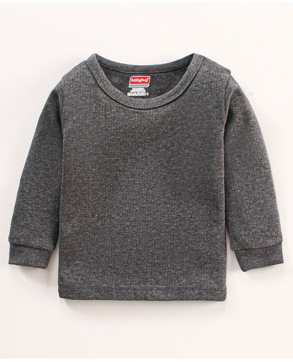 Babyhug Full Sleeves Front Open and Pullover Solid Color Thermal Vests Pack Of 2 - Dark Grey