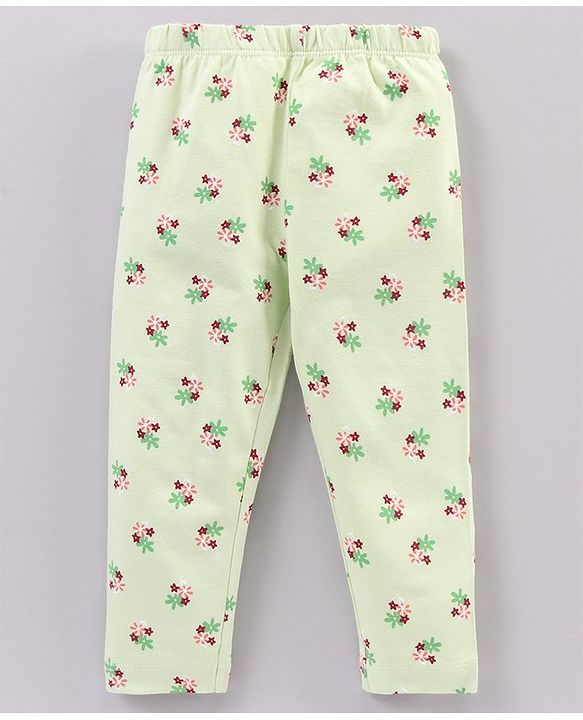 Babyhug Full Length Leggings Floral Print - Light Green