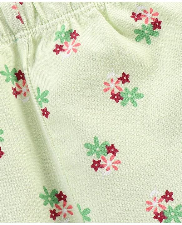 Babyhug Full Length Leggings Floral Print - Light Green