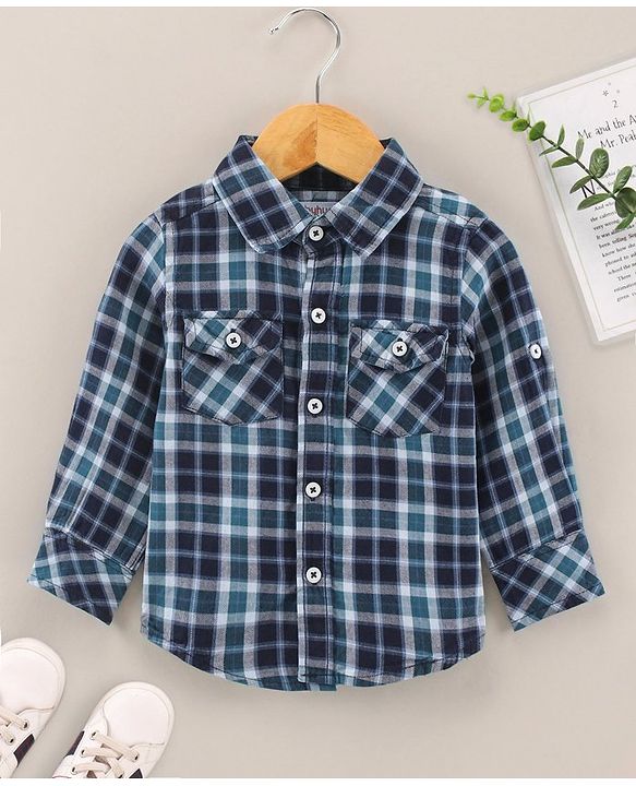 Babyhug Cotton Woven Full Sleeves Checks Shirt - Navy